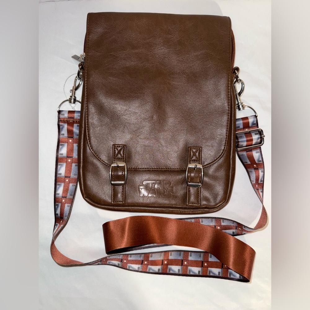 Star Wars Disney Parks D-Tech Crossbody Messenger Bag Brown Faux Leather